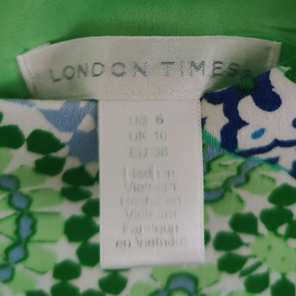 🌿 London Times Sleeveless Printed Dress – Size 6 – EUC - Picture 4 of 4